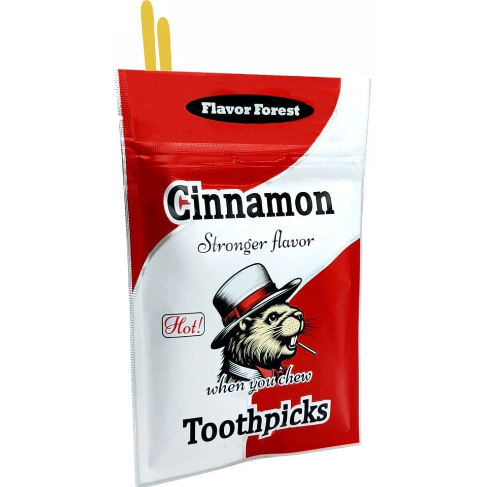 Hot Cinnamon Flavored Toothpicks Flat Shape 100ct