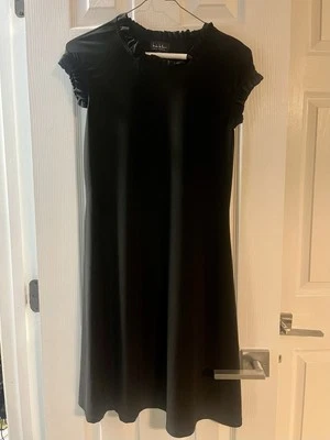 Nicole Miller 女式黑色纯色荷叶边无袖 A 字裙 S 码  — 第 1/4 张图片