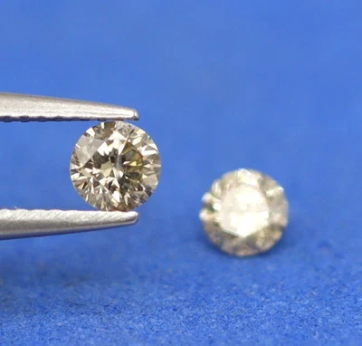 Color Champagne/SI3 Clarity Loose Round 2 PCS Certified Natural Diamond 0.202 Ct - Image 1 of 4