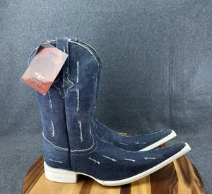 Botas de Vaquero El General Azul Denim Envejecidas Para Hombre Talla 8.5 Estilo 6003 - Imagen 1 de 8