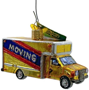 Moving Truck Ornament OWC Gold Vehicle Glittered Old World Christmas Tree Decor - Picture 1 of 8