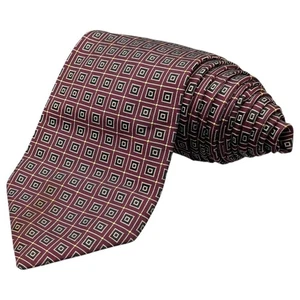 Cravatta Robert Talbott Best Of Class uomo 57" larghezza seta rosso bianco quadrati vintage - Foto 1 di 10