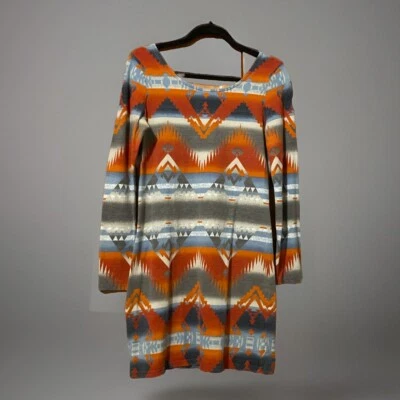 Vtg Ralph Lauren Aztec Print Sweater Dress Southwestern Long Sleeve Size L - Image 1 of 4