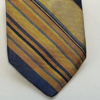 "Corbata Brooks Brothers Makers dorada azul a rayas 100 % seda ancha 3,75"" x 58""" Foto 1 de 4