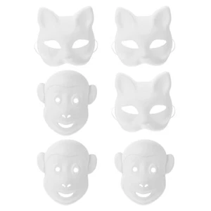 6PCS Paper Masks Kabuki Masks Masquerade Cosplay Face Blank Costume DIY - Picture 1 of 12