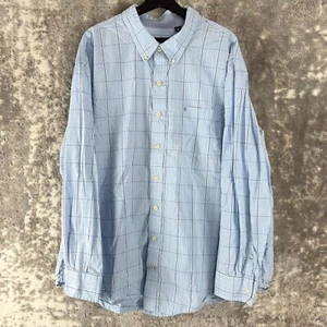 Izod Tall Size 3XLT Cotton Casual Button Shirt Blue Long Sleeve Collar Pocket - Picture 1 of 8