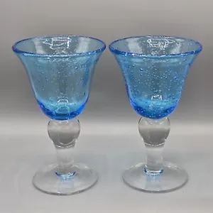 Artland Wein Wasser Gläser Samen Arctic Ice Blue Bubble mundgeblasen 2er Set - Bild 1 von 11