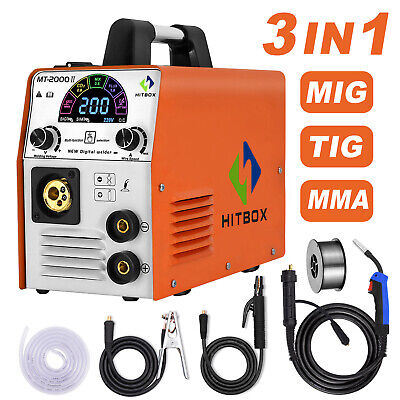 HITBOX 200A Gas/Gasless LED MIG Welder Inverter 4in1 ARC MIG TIG Welding Machine • 169.99£