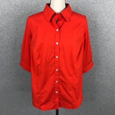 Camisa Talbots Botón Resistente a Arrugas Talla 14WP Naranja Manga 3/4 Mezcla Algodón Foto 1 de 4