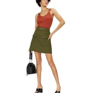 Ted Baker Wrene Utility Stretch Cotton Skirt Olive Green Size 12 NWOT - Picture 1 of 9