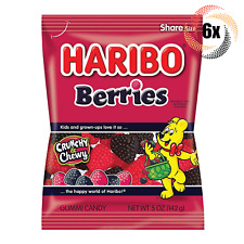 6x Bags Haribo Berries Flavor Gummi Candy Peg Bags | Share Size | 5oz