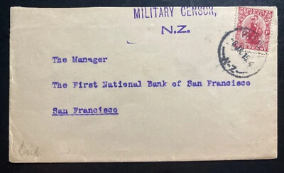 Paeroa New Zealand National Bank 1915 cubierta censurada a San Francisco CA EE. UU. Foto 1 de 2