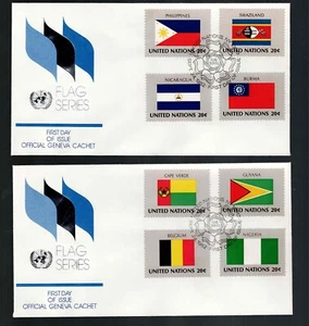 UN Scott #NY 374-89, First Day Covers 9/24/82 Singles Flag Series - Picture 1 of 2