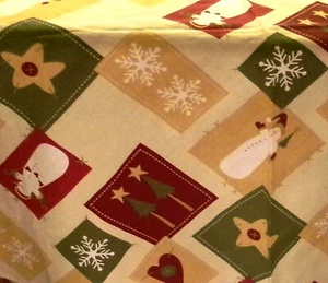 FOLK ART Country WINTER CHRISTMAS TABLE CLOTH Cotton-Polyester 75x72" Oval - Picture 1 of 8