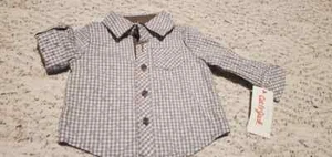 Cat & jack baby boy green button down shirt 97% cotton size 3-6 m NWT - Picture 1 of 3