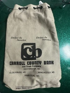VINTAGE TUCH-LEINWAND GELD BANKTASCHE CARROLL COUNTY BANK & TRUST CO WESTMINSTER MD - Bild 1 von 6