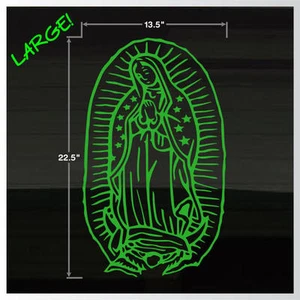 Virgin Mary Guadalupe X-LARGE 22.5" x 13.5" Outdoor Durable GREEN Decal Sticker - Picture 1 of 1