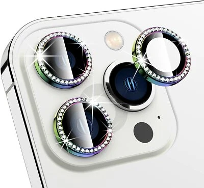 Funda protectora de diamante brillante para cámara Len de vidrio templado para iPhone 16 Pro Max 15 Foto 1 de 4