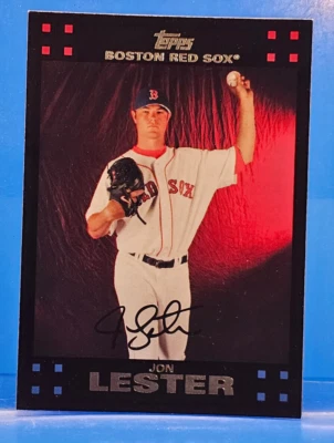 Jon Lester P  Red Sox Topps Baseball Card #383 2007 Red Font - Image 1 of 2