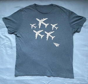 Banana Republic XL T Shirt Paper Airplane Silhouette Graphic Tee Blue Gray - Picture 1 of 8