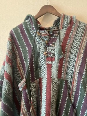 Фиолетовый зеленый красный синий хлопок пончо осени верхняя одежда для мужчин или женщин супер уютный!! - Изображение 1 из 4