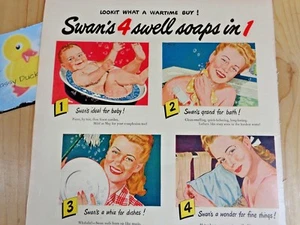 Swan Soap Magazine Ad Print 1943 WWII Four Swell Soaps in One - Picture 1 of 3