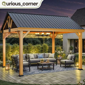 14x12 ft Gazebo Outdoor Patio Shelter Tent Hardtop Galvanized Roof Metal Frame - Picture 1 of 10