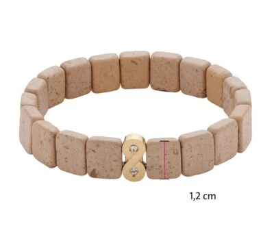 ENERGETIX * Magnetarmband Flex *M* weiß-goldene Sandjade mit goldenem Infinity  - Bild 1 von 4