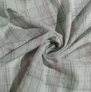 WAVY EFFECT CHECKED SHIRT FABRIC - SOLD BY THE METRE - Picture 1 of 11