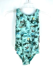 Speedo Girl’s High Neck Strappy Tropical Print One Piece Swimsuit Size 12 - Picture 1 of 3