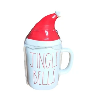 NEW Rae Dunn Jingle Bells Mug with Santa Hat Topper - Picture 1 of 5