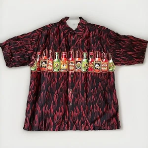 Camicia Vintage BIG DOGS Adulto S-M Rosso Nero Fiamme Stampa All Over SALSA CALDA - Foto 1 di 5