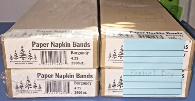 2500 Burgunder Papierserviettenbänder 4,25" (2) Voll Versiegelt, (2) Teilweise - Bild 1 von 4