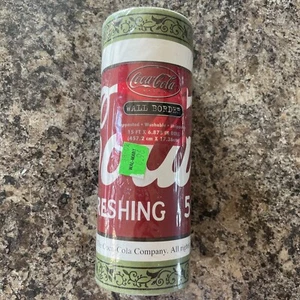 1 Genuine Coca Cola Wallpaper Border Coke Bottle Red Green 15x6-7/8 New Sealed - Picture 1 of 3