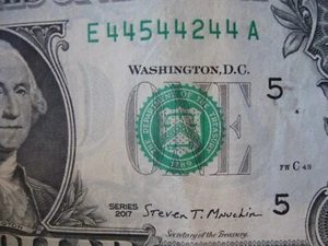 SIX of a kind 3 PAIRS of 4 FANCY SERIAL NUMBER One Dollar Bill 44544244 Pattern - Picture 1 of 4