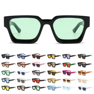 Thick Frame Square Sunglasses for Women Men Chunky Rectangle Sun Glasses Shades - Picture 1 of 45