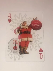 COCA COLA COKE Chillin SANTA Single Playing Card Queen Of Hearts Bicycle - Picture 1 of 2
