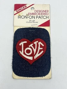 Vintage 70s Sturdy Iron On “Love” Patch Blue Jeans Denim Hippie Boho Grunge - Picture 1 of 2