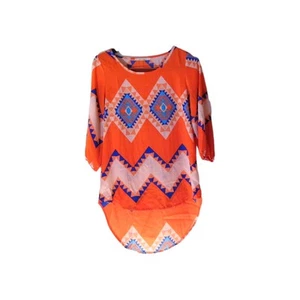 MIAMI VIBRANT AZTEKENMUSTER DAMEN OBERTEIL HIGH/LOW ORANGE/BUNT 3/4 ARM GR. S - Bild 1 von 16