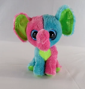 Ty Beanie Boos Elfie the Elephant 7" 2016 Plush Stuffed Animal Pink Blue Justice - Picture 1 of 12