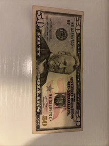 2013 $5 0Dollar Federal Reserve 1 Star Note Serial # ME02594702 *note - Picture 1 of 2