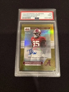 Bowman U Alabama Crimson Tide Gold 2023 autógrafo Jeremiah Alexander 1/50 PSA 9 - Imagen 1 de 2