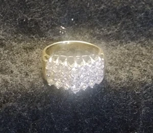 Nice Vintage 10kt Gold Cubic Zirconia Cocktail Ring Size 5 Great Color & Details - Picture 1 of 10