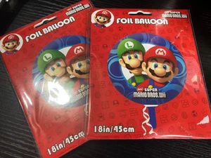 x 2 SUPER MARIO BROS Nintendo Wii Brothers LUIGI MARIO Foil Balloons 18" Inch - Picture 1 of 5