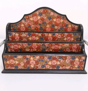 Vintage handbemalter Briefhalter aus Holz Kaschmir Stil floral - Bild 1 von 6