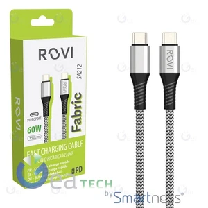 ROVI FABRIC SA212 CAVO RICARICA IN TESSUTO DA USB-C A USB-C 1,5M 60W SILVER - Imagen 1 de 2