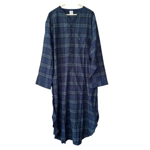 Brooks Brothers Mens Flannel Plaid Night Shirt Green Navy Blue Long Pajamas XL - Picture 1 of 5