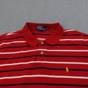 Polo Ralph Lauren Mens XXL Striped Polo Shirt Red White Blue Pony Logo Stretch - Picture 1 of 5