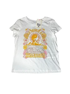 Billabong Youth Girls White Beach Surf Tee Shirt Yellow Day Dream NWT Small - Picture 1 of 5