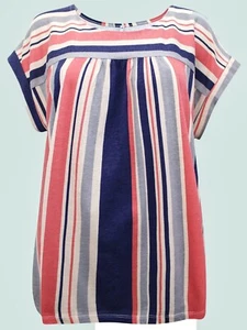 Blancheporte Cotton Blend Multi Striped Short Sleeve Tunic Sizes UK 18/20 to 24 - Picture 1 of 4